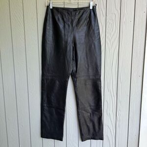 Hugo Buscati Vintage Black Leather Pants Women’s 8 High Rise Lined Trousers VTG